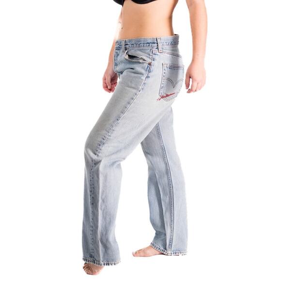 Vintage 1999 Levi 501 Distressed Light Wash Jeans 36x30 - Picture 8 of 10